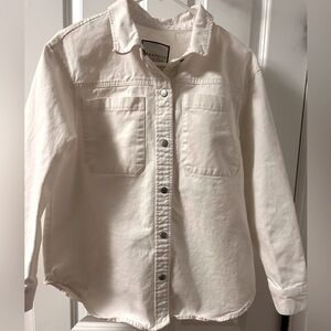 Bagatelle Collection, White Jean jacket, M, button down, buttons on cuff.
